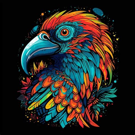 Retrato Abstracto De Pájaro Con Pinturas Multicolores Acuarela Pájaro