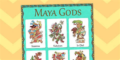 Maya Gods Vocabulary Poster - mayans, ancient maya, mayan