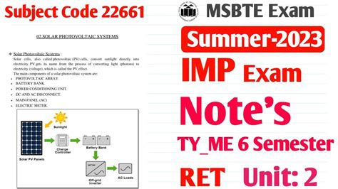 22661 Summer 2023 Exam Important Notes Ret Unit 2 Ret Summer 2023 Exam Notes Tyme 6 Sem