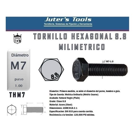 TORNILLO HEXAGONAL MILIMETRICO M7 1 0