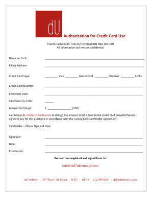 Fillable Online Credit Card Authorization Form Templates PDFSquareFree