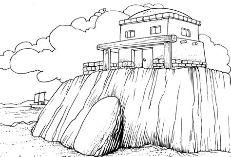 The House Built On Rock Matthew 7 Bible Coloring Pages Sunday