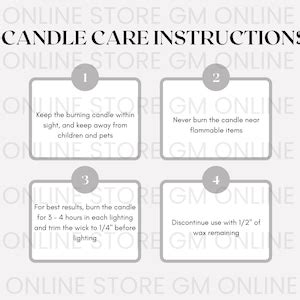 Candle Size Chart Candle Mock Up Candle Care Instructions Candle Mockup