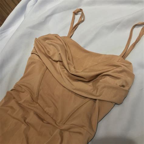 SHEIN NUDE SEXY CORSET MAXI BODYCON RUCHED DRESS Women S Fashion Dresses Sets Dresses On