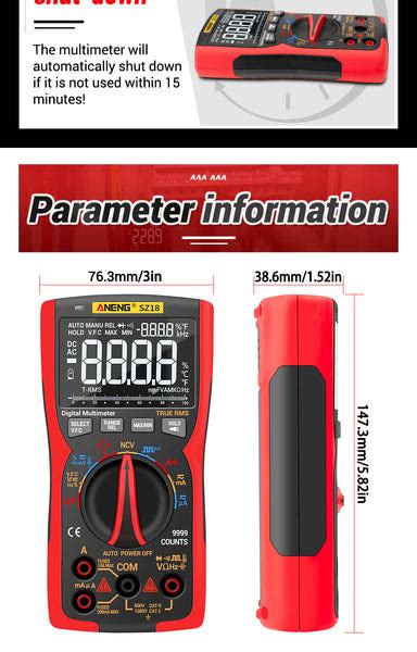 Digital 9999 Professional True Rms Multimeter Sz18 Meterport