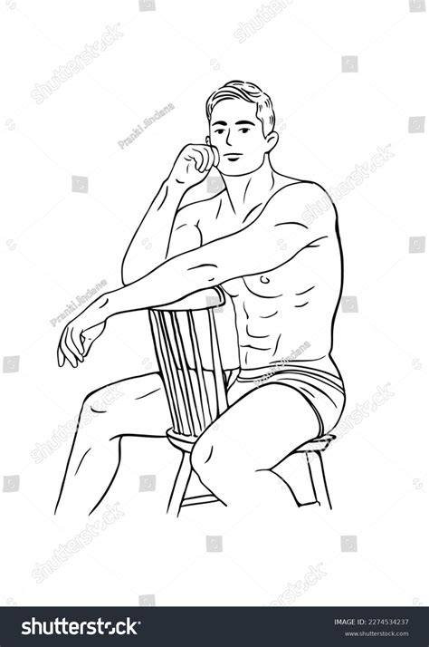 Half Naked Man Muscles Sit On Stock Vector Royalty Free 2274534237 Shutterstock