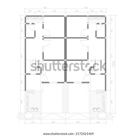 Floor Plan Sketch House Small Residential เวกเตอร์สต็อก ปลอดค่า