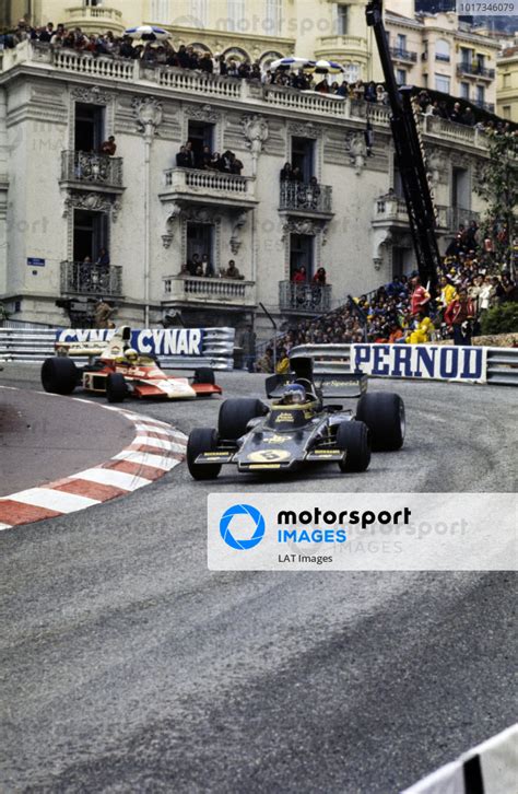 Ronnie Peterson Lotus 72E Ford Leads Jochen Mass McLaren M23 Ford