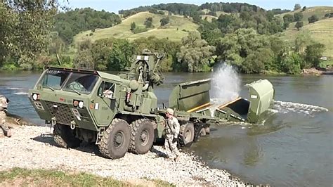 Soldiers Construct Floating Bridge Improved Ribbon Bridge Youtube