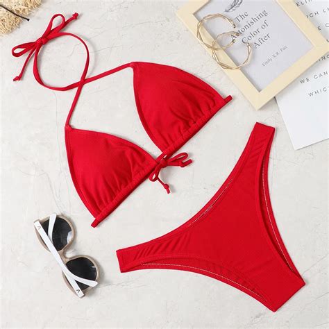 New Sexy Bikini Suit Solid Color Swimsuit Women S Beach Swimsuit