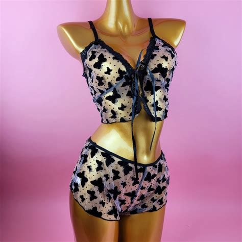 Intimates Sleepwear Butterfly Mesh Lingerie Set Poshmark
