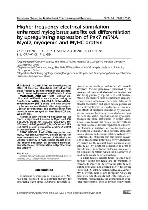 PDF Higher Frequency Electrical Stimulation Enhanced Myloglossus