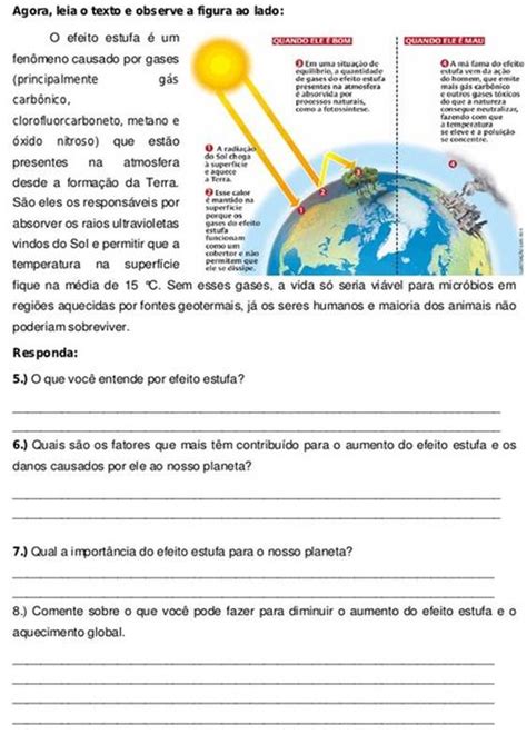 Atividade Adaptada Efeito Estufa - PLANO DE AULA CIÊNCIAS - EFEITO ESTUFA - 4º e 5º ANO ~ Atividades