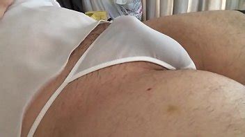 Tiny Dick Crossdresser Wearing Sexy White Lingerie XNXX