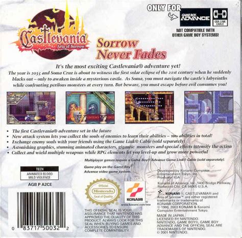 Castlevania Aria Of Sorrow Box And Cartridge Castlevania Crypt