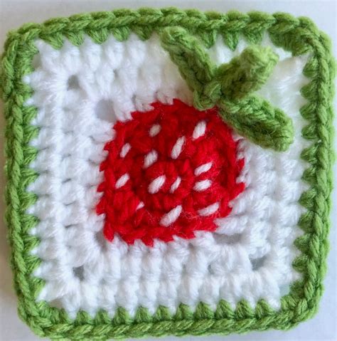 Strawberry Granny Square Crochet PDF Pattern Red Fruit Etsy