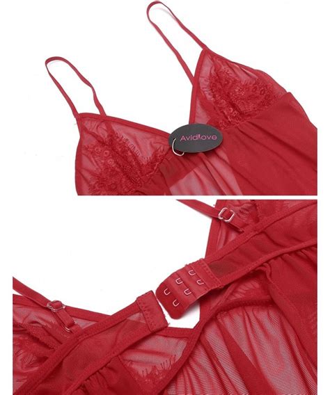 Womens Babydoll Nightie Open Back Chemise Lingerie Lace Sleepwear S Xxl Wine Red Cx Qhiace