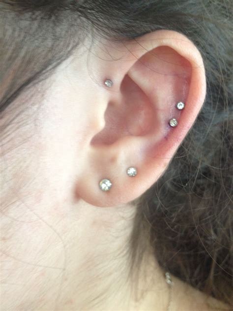 Single Forward Helix And Double Cartilage Piercings Piercings