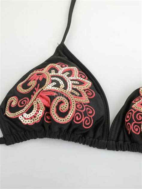 Sexy Thong Bikini Swimsuit Sequin Triangle Bikini Beach Bathing Suit Milanoo