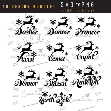 Reindeer Svg Bundle Reindeer Names Svg Ornament Svg Santas Reindeer Png