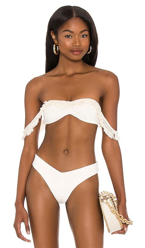 WeWoreWhat Tassel Bikini Top In Pearl REVOLVE
