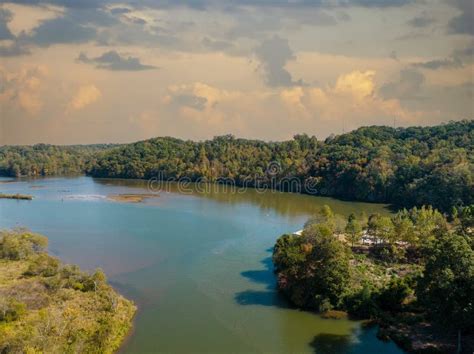 Aerial View Of Water At Morgan Falls Overlook Park Stock Image Image