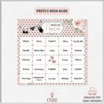 Bingo de Chá de Lingerie Preto e Rosa Nude Estúdio Creatus