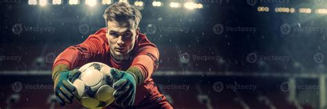 Ai Generated Soccer Goalkeeper Catches The Ball Generative Ai