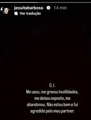 Jesuita Barbosa diz que foi agredido pelo namorado e apaga post Guia Gay São Paulo