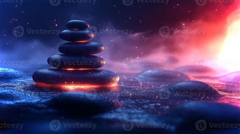 Bright neon blue hues create a calming abstract spa atmosphere, where