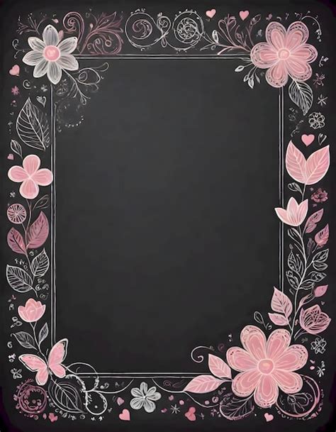 Chalkboard Doodles With Flower Motifs Premium Ai Generated Image