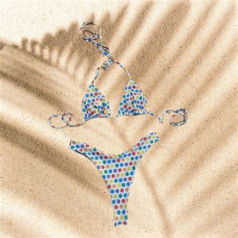 Handmade Pride Bikini Rainbow Daisies Bikini Set Top And Bottom Custom Bikini Etsy