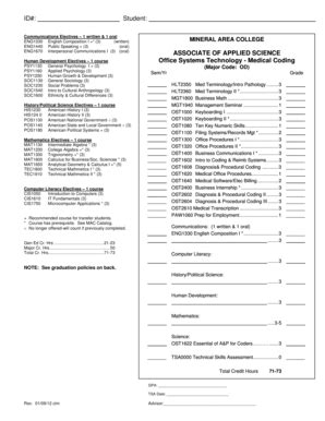 Fillable Online Mineralarea Communications Electives 1 Written 1 Oral