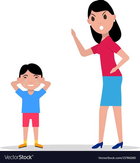 Cartoon angry mother scolding her child Royalty Free Vector