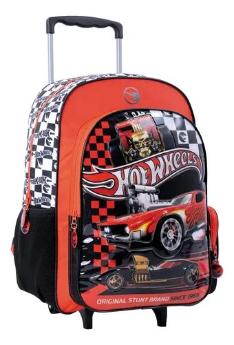 Mochila Con Carro Grande Pulg Hot Wheels Lic Original