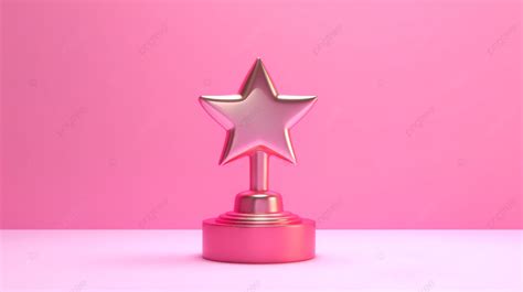 3d Model Of Trophy Award Glowing Pink Background With Shadowed Upside