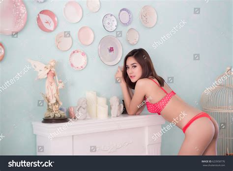 Sexy Beautiful Asian Woman Red Lingerie Stock Photo 623958776 Shutterstock