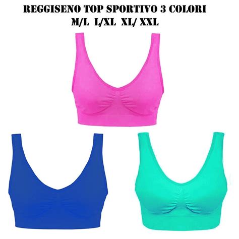 3 Pz Reggiseno Reggi Seno Bra Sportivo 3 Colori Sport Intimo Donna