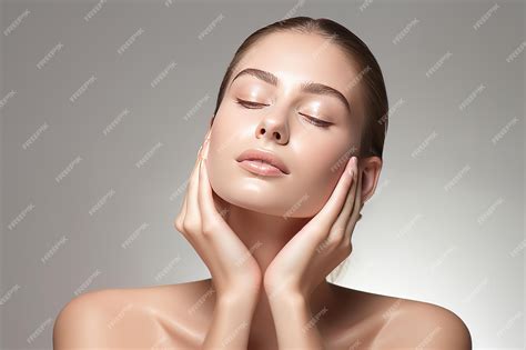 Premium Ai Image A Pretty Women For Facial Wash Product Model With Hand On Her Face Fresh Face