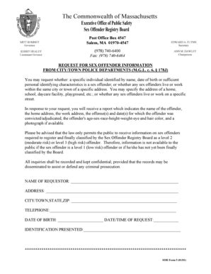 Fillable Online Sex Offender Request Formpdf Fax Email Print PdfFiller