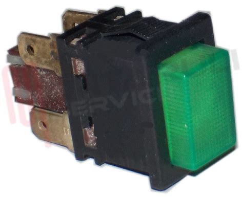 Interruttore Bipolare Push Luminoso Verde Contatti Pressione Pannello