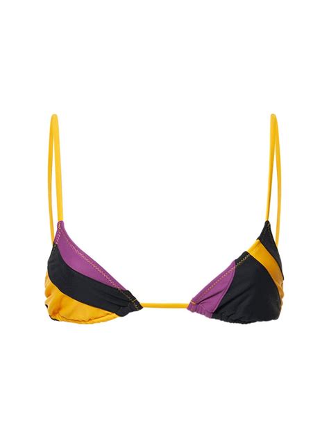 Buy TROPIC OF C Patchwork Equator Triangle Bikini Top Purple Multi At