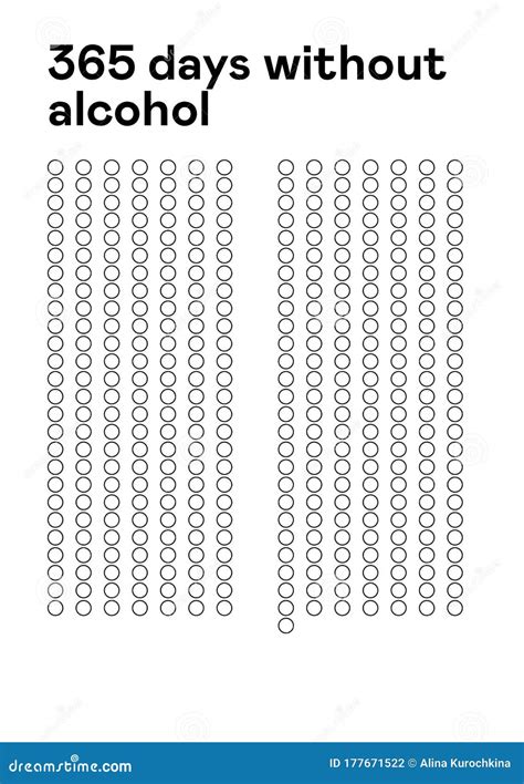 Трекер привычки 365 дней без алкоголя. Бросить алкоголь Иллюстрация ...