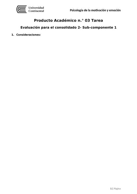 Tarea Rúbrica PA 3 Psicología de la motivación y emoción Producto