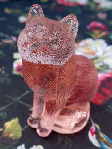 Mosser Glass Sitting Cat Pink Glass Cat Figurine Etsy In 2023 Pink