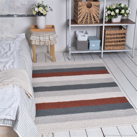 Ковер вязаный. Ковер полосатый из хлопкового шнура в интернет-магазине ...