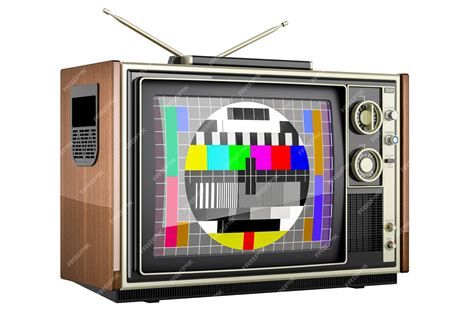 Старый телевизор с тестовой картой tv 3d рендеринг изолирован на ...