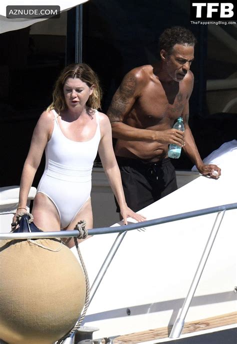 Ellen Pompeo Sexy Seen Flaunting Her Hot Body In A White Swimsuit On A Yacht In Sardinia AZNude