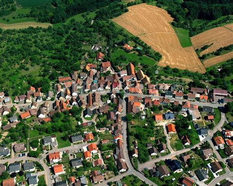 Gundelsheim Von Oben Ortsansicht Am Rande Von Landwirtschaftlichen