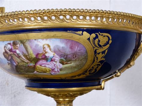 Proantic Coupe Porcelaine De Sèvres Napoléon III Montée Bronze Dor